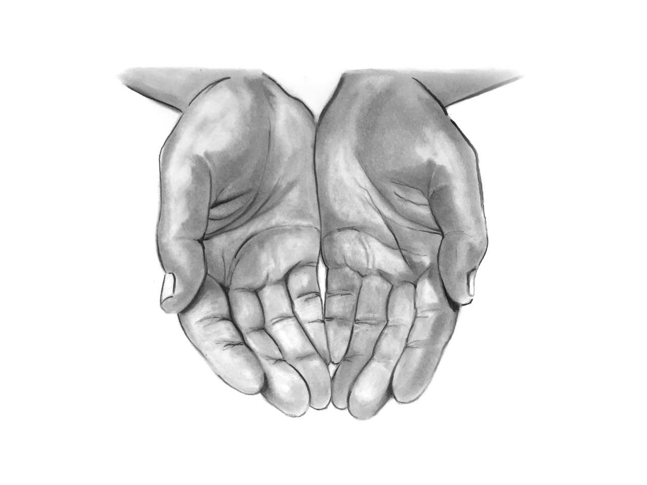 Charcoal sketch set illustration hands